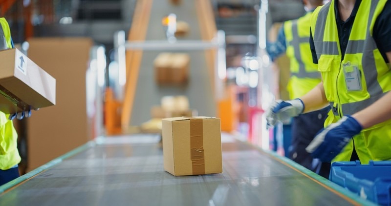 parcel on conveyor belt